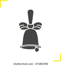 School bell with bow icon. Back  to school. Negative space. Vector isolated illustration