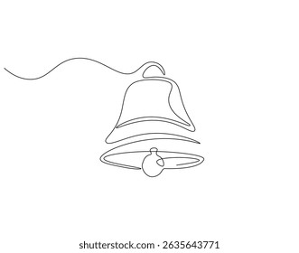 School bell continuous line. Continuous one line drawing of school bell. Back to school, reminder, alertness concept. Single line drawing
