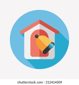 school bell flat icon with long shadow,eps10