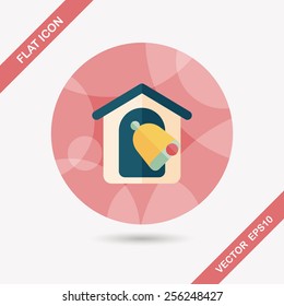 school bell flat icon with long shadow,eps10