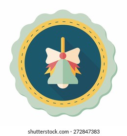 school bell flat icon with long shadow,eps10