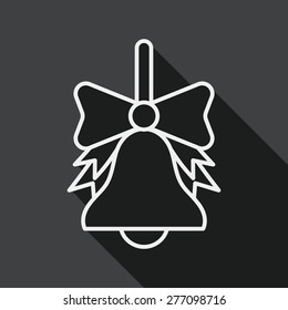 school bell flat icon with long shadow, line icon