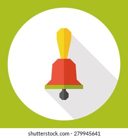 school bell flat icon with long shadow
