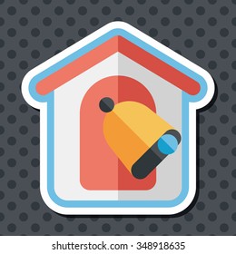 school bell flat icon with long shadow,eps10