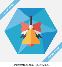 school bell flat icon with long shadow,eps10