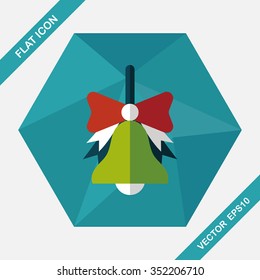 school bell flat icon with long shadow,eps10