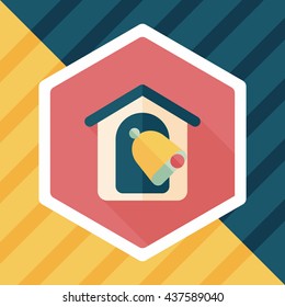school bell flat icon with long shadow,eps10