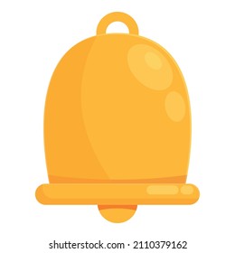 School bell icon cartoon vector. Gold ring. Ding dong