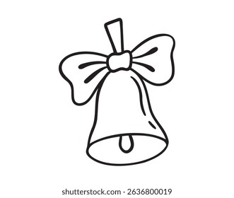 School bell icon doodle hand drawn. Outline school bell line drawing clipart symbol. Vector illustration