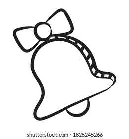 School bell icon, doodle tecor design 