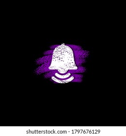 Icono de campana escolar. Dibujando con tiza de color en una tabla escolar. Ilustración del vector