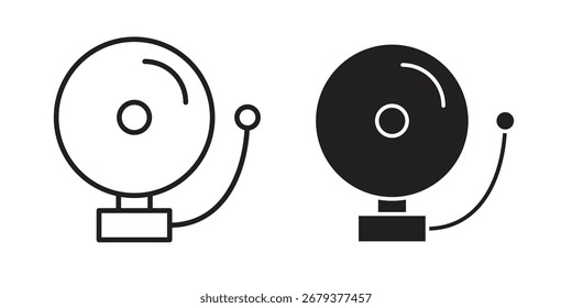 School bell icon flat and stroke style pack on white background. Vector illustrations