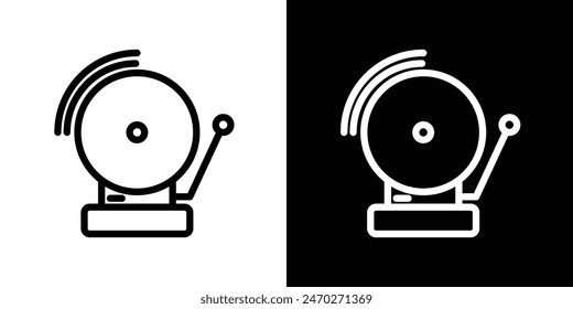 School bell icon set. Emergency fire bell vector icon in alarm ring sign.