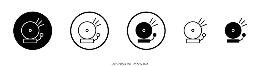 School bell icon set. Fire bell vector symbol in emergency electric alarm ring sign style.