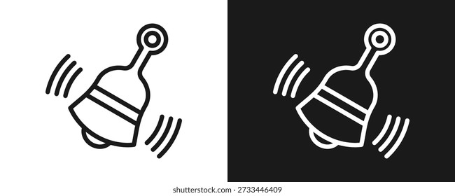 School Bell Icon Set Outline In White And Black Background