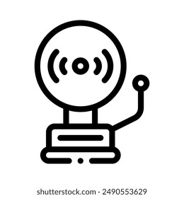 school bell icon with style outline