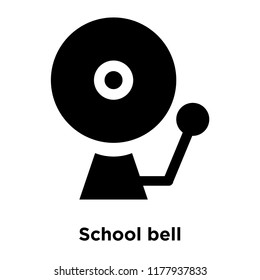 School bell icon vector isolated on white background, logo concept of School bell sign on transparent background, filled black symbol