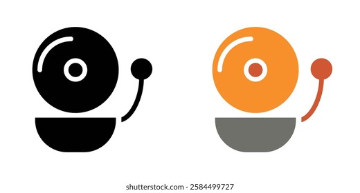 School bell icons pack in black and colored version