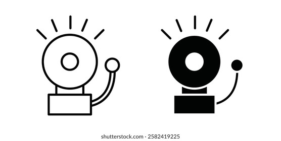 School bell icons pack vectors in black flat and strokes