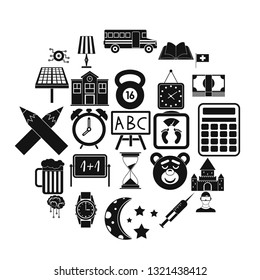 School bell icons set. Simple set of 25 school bell icons for web isolated on white background