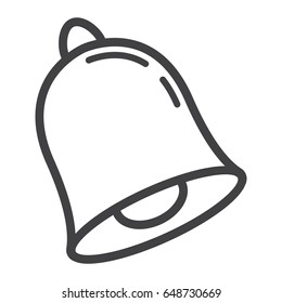 School bell line icon, ring and school, vector graphics, a linear pattern on a white background, eps 10.