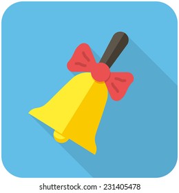 School bell, modern flat icon with long shadow