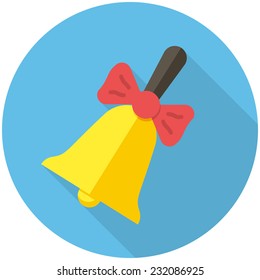 School bell, modern flat icon with long shadow