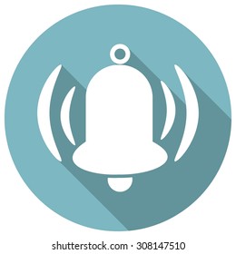 School bell, modern flat icon with long shadow