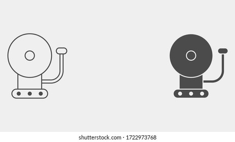 School bell outline and filled vector icon sign symbol