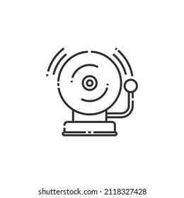 Icono de Línea de la Campana Escolar, Icono de contorno - Icono de vuelta a la escuela Icono de ilustración - Aislado