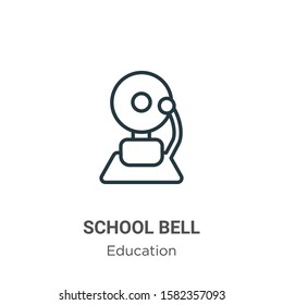 School bell outline vector icon. Thin line black school bell icon, flat vector simple element illustration from editable education concept isolated on white background