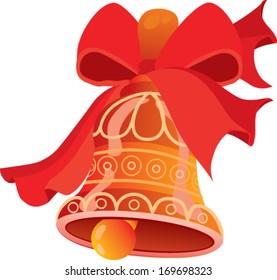 school bell with red ribbon