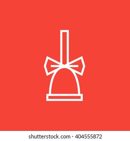 School bell with ribbon line icon.
