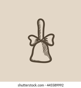 Schulglocke mit Farbband, Vektorgrafik Symbol einzeln auf Hintergrund. Handgezeichnete Schulglocke mit Bandsymbol. Schulglocke mit Bandskizze Symbol für Infografik, Website oder App.