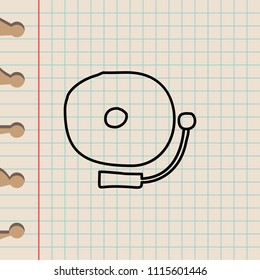 school bell sketch icon. Element of education icon for mobile concept and web apps. Outline school bell sketch icon can be used for web and mobile on school notebook