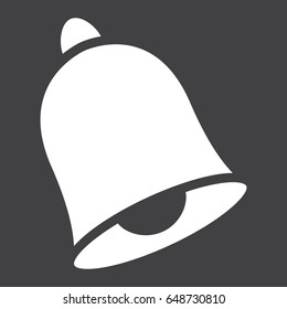 School bell solid icon, ring and school, vector graphics, a filled pattern on a black background, eps 10.