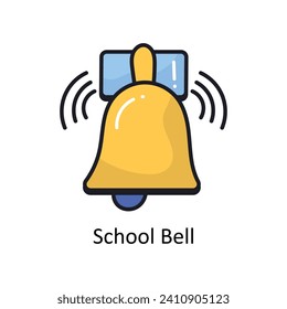 School bell vector filled outline doodle Design illustration. Symbol on White background EPS 10 File
