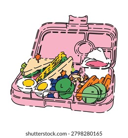 School Bento Box with Fruits and Vegetables