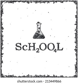 SCHOOL black drawing strokes on sheet of paper. Vector eps 8