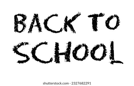 Colegio con letras negras de estilo plano. Bienvenido de vuelta a la escuela dibujando con tiza. Cartel de ilustración del vector.