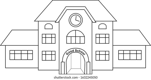 School Black White Sketch Stock Vector (Royalty Free) 1632245050 ...