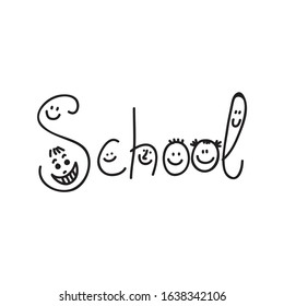 School. Black and white sketch. Vector illustration