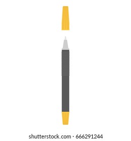 School black and yellow pen flat isolated on white background