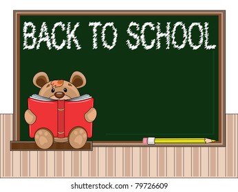 School blackboard with bear