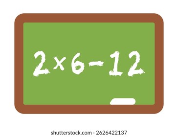 Tableau noir d'école avec un problème de maths. Tableau noir d'école avec inscriptions à la craie. Formation et éducation. Illustration vectorielle EPS10