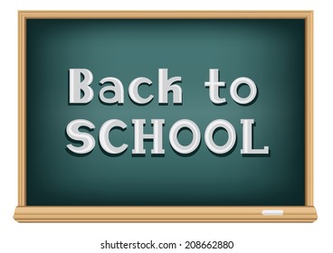 The school blackboard and chalk written message back to school