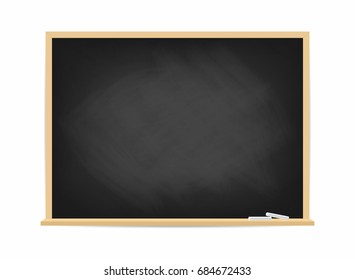 School blackboard. Dirty black chalkboard with traces of chalk isolated on background. Vector