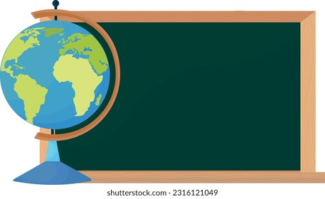 School blackboard with globe place for text on blackboard vector illustration