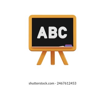 Icono de pizarra escolar con Ilustración vectorial de renderizado 3d