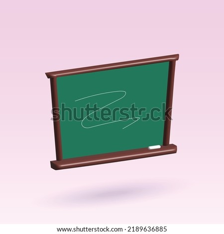 school blackboard isolated 3d icon. green blackboard 3d vector illustration.